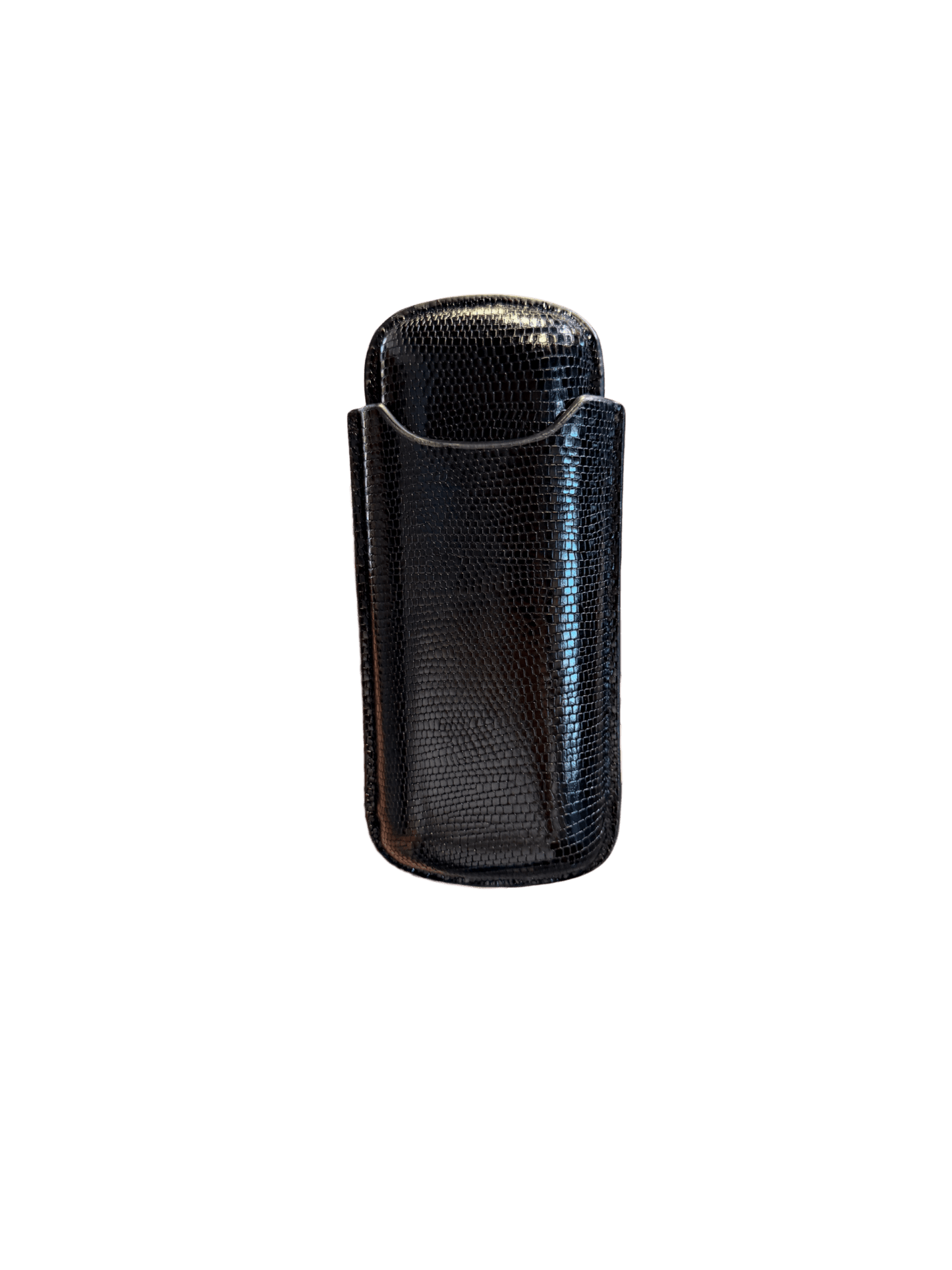 Двоен калъф за пури - Черен с Варанска шарка - Гланц - Decuero