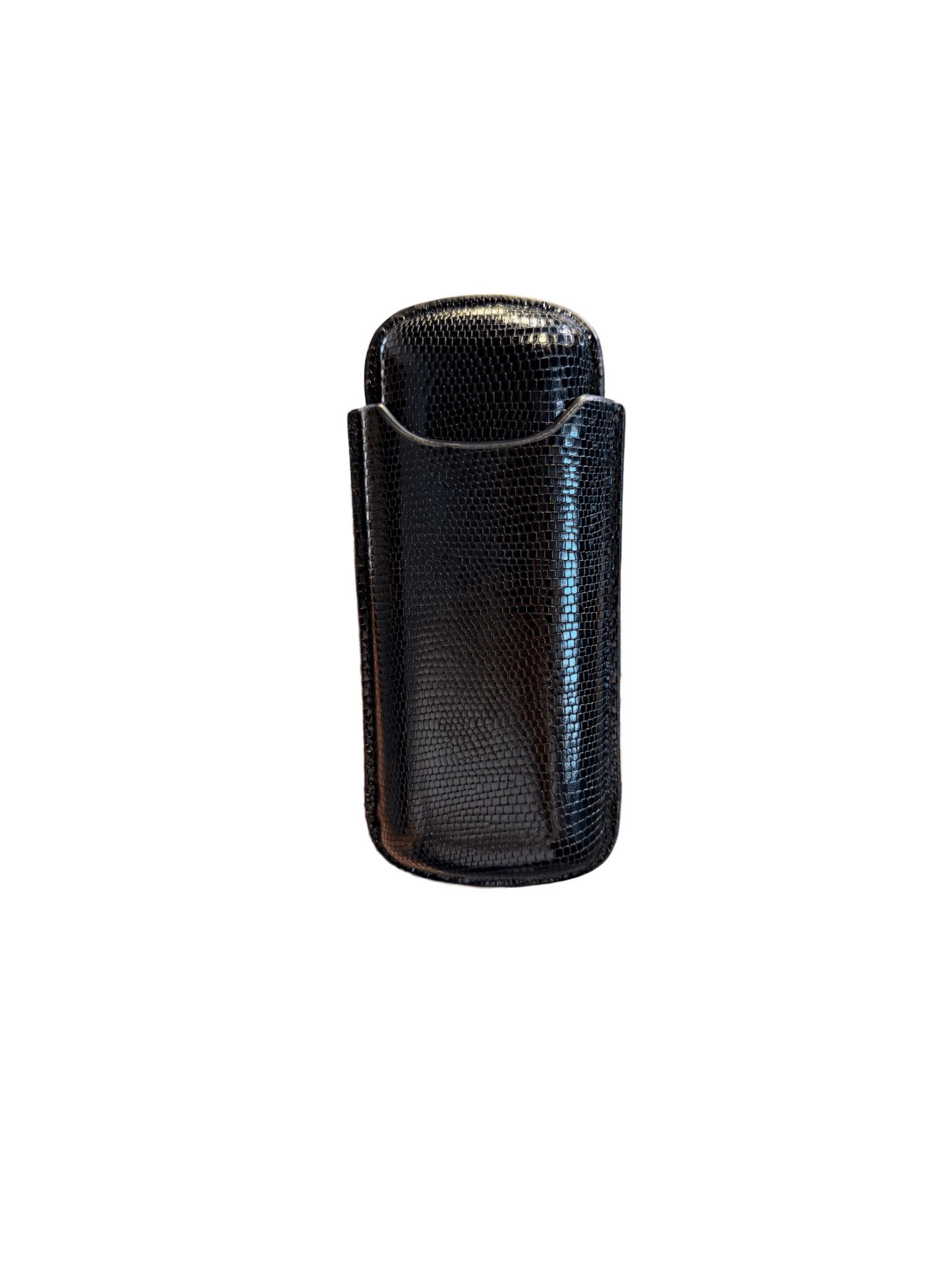 Двоен калъф за пури - Черен с Варанска шарка - Гланц - Decuero
